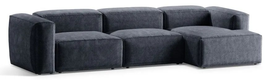 Сиво-син ъглов диван от рипсено кадифе (десен ъгъл) Bergamo – Cosmopolitan Design