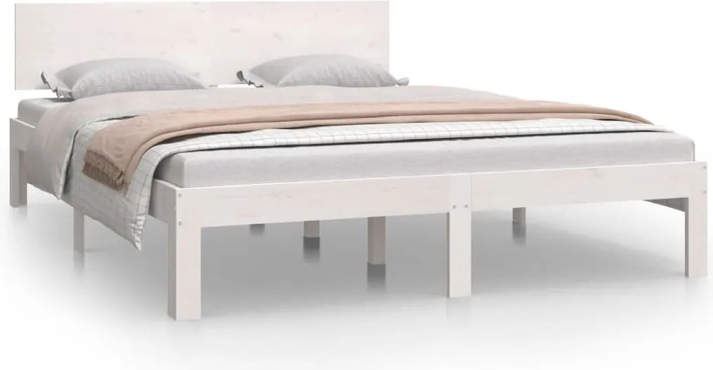810496 vidaXL Рамка за легло, бяла, бор масив, 140х200 см