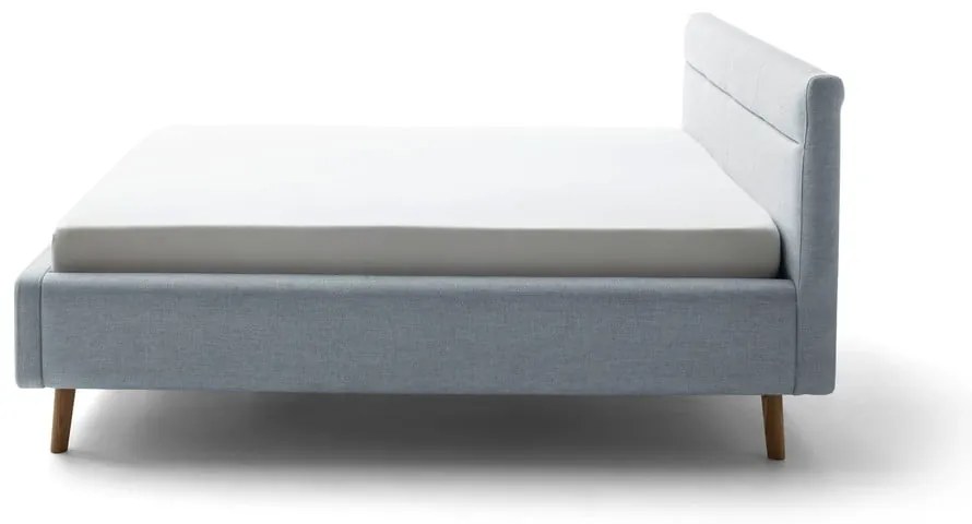 Сиво-синьо двойно легло 160x200 cm тапицирано с място за съхранение с включена подматрачна рамка Lotte – Meise Möbel