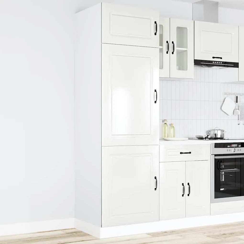 853629 vidaXL Кухненски шкаф, Kalmar, бял гланц, инженерно дърво