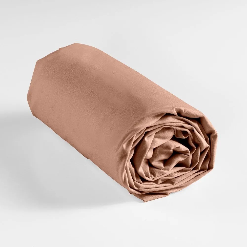 Еластичен памучен чаршаф в цвят сьомга 160x200 cm Lina – douceur d'intérieur