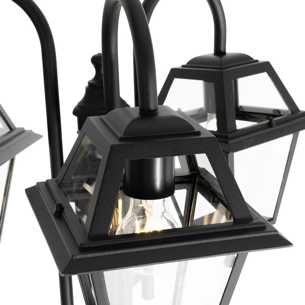 Класическа външна лампа черна 235 см 3-светлина IP44 - Berta