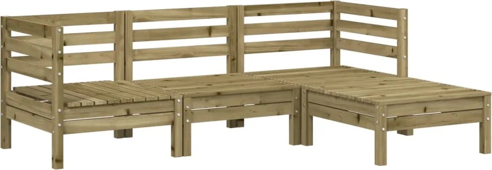 838060 vidaXL Градински диван с табуретка, 3-местен, импрегниран бор