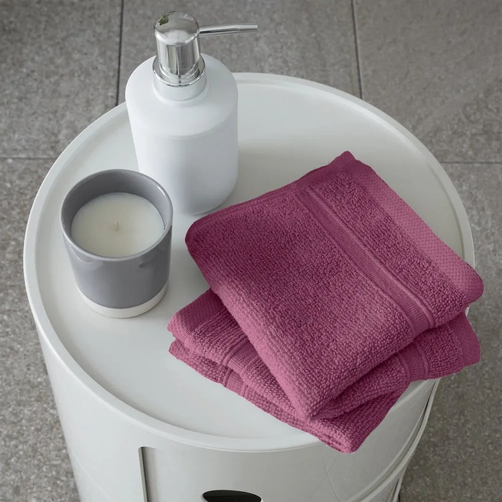 Тъмнорозови памучни кърпи в комплект от 2 бр. от тери 30x30 cm Zero Twist – Catherine Lansfield