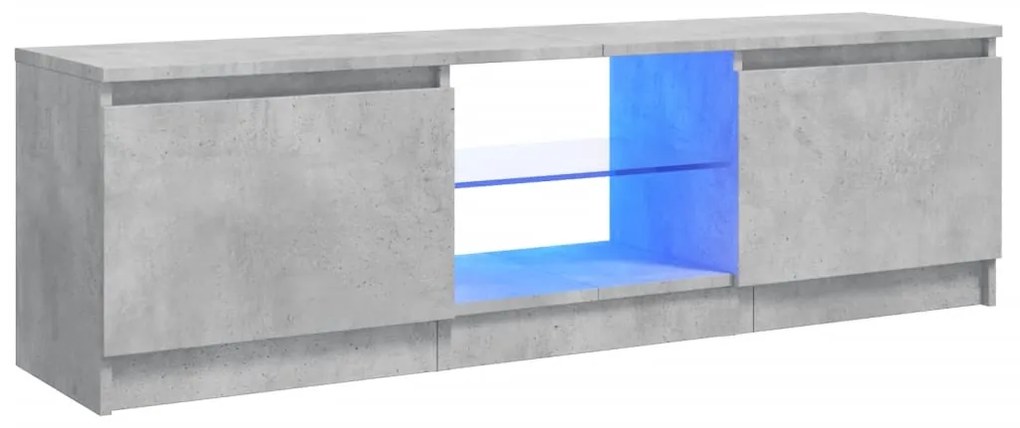 804287 vidaXL ТВ шкаф с LED осветление, бетонно сив, 120x30x36 см