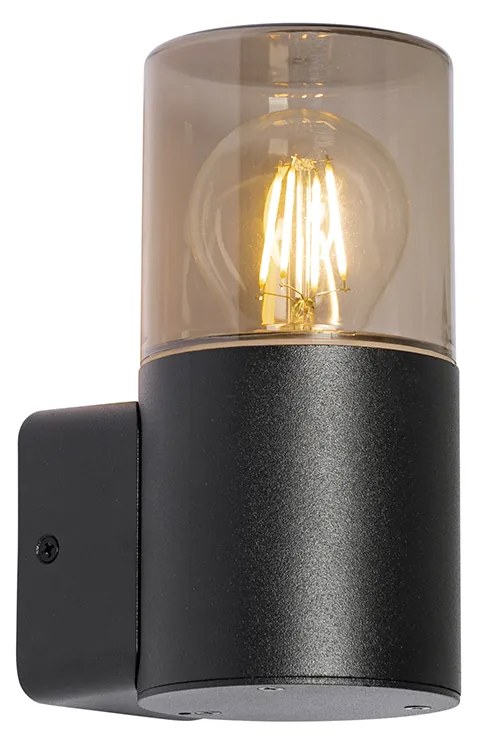 Модерна външна стенна лампа черна с опушен абажур IP44 - Odense