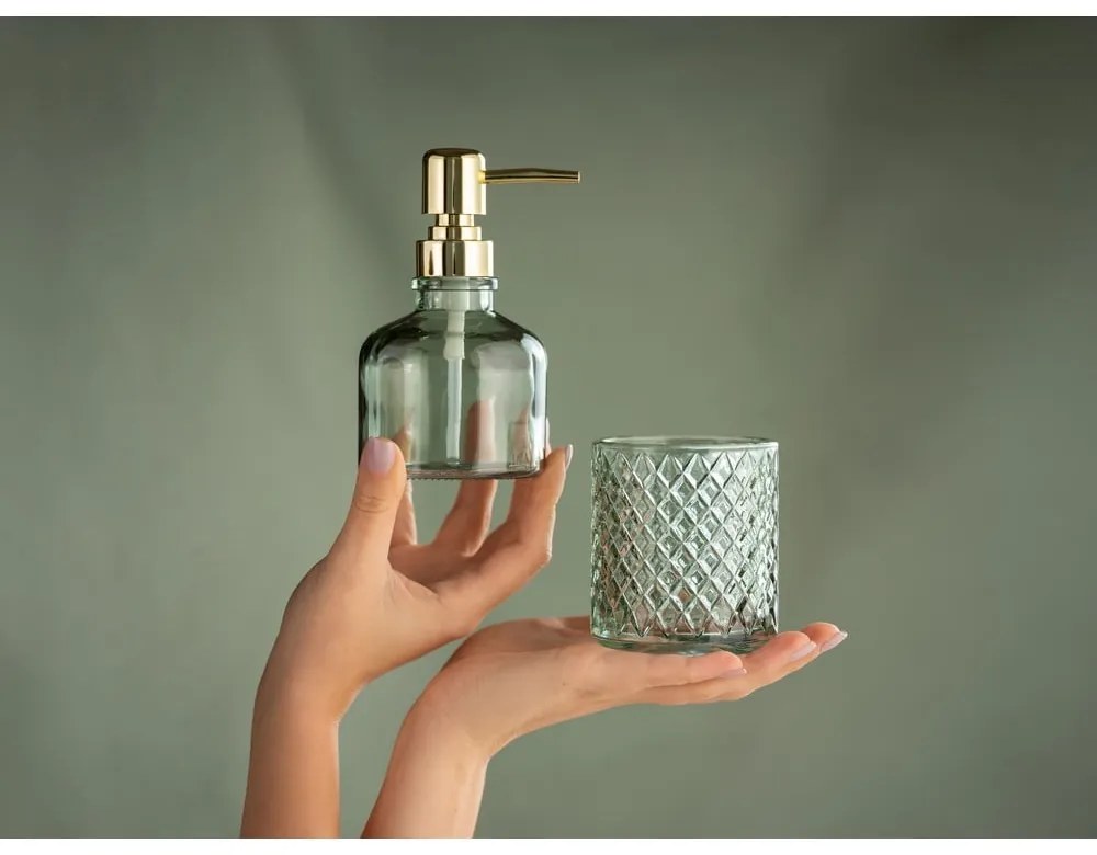 Стъклен диспенсер за сапун в цвят мента 200 ml Atessa – Wenko
