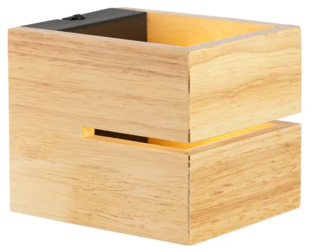 Ръстична стенна лампа дъбов дървен 9,7 см - Transfer Groove