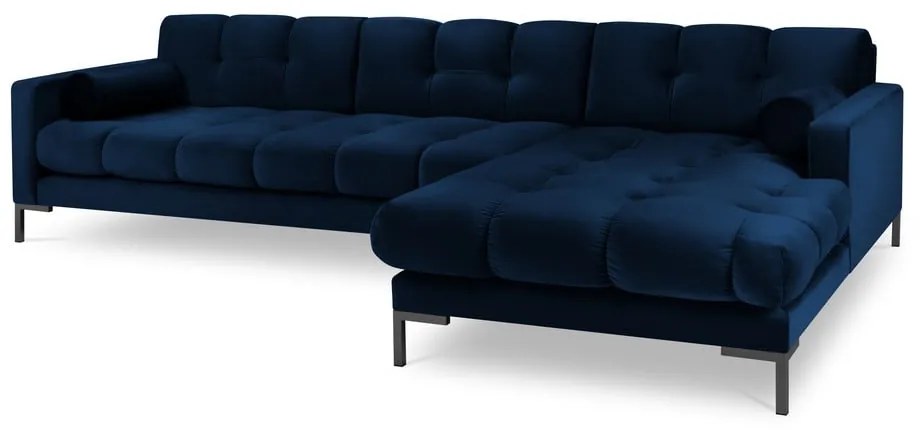 Тъмносин ъглов диван от кадифе , десен ъгъл Bali - Cosmopolitan Design