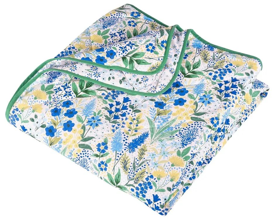 Зелено-синьо капитонирано покривало за легло 220x230 cm Tilly Floral – Catherine Lansfield