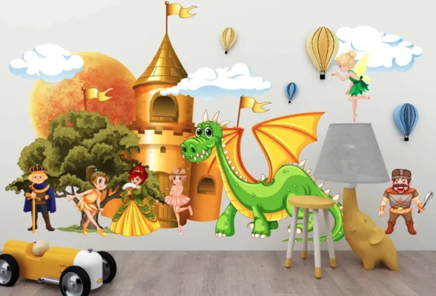 Цветни стикери за стена за принцеси и принцове - вълшебно царство Šírka: 60 cm | Dĺžka: 120 cm