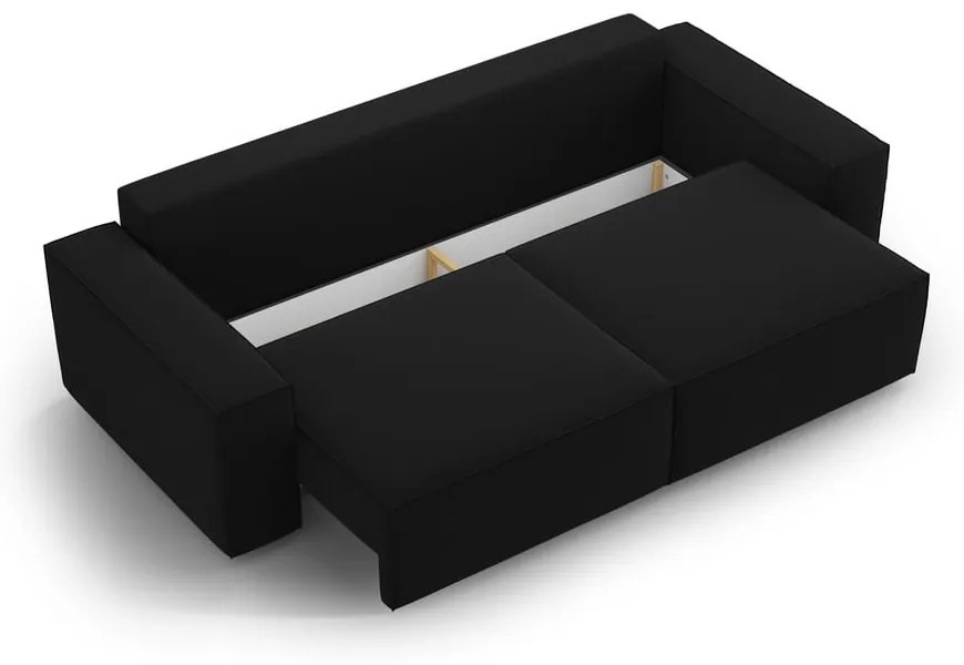Черен кадифен сгъваем/с място за съхранение диван 247 cm Jodie – Micadoni