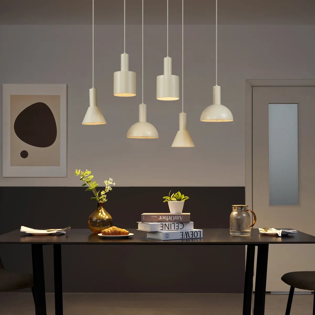 Скандинавска висяща лампа кремава 6 светлини - Biles