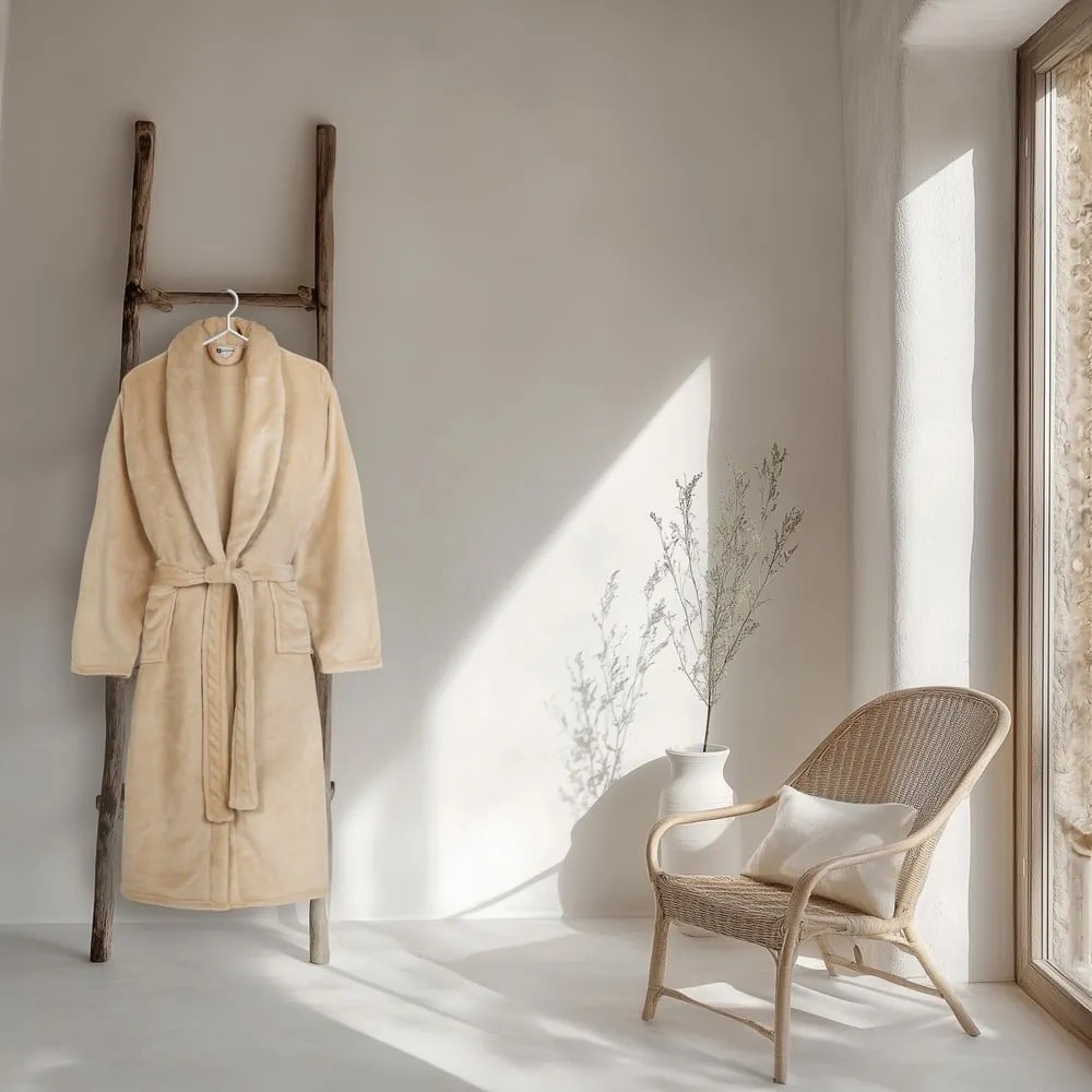 Бежова хавлия от микроплюш XL/XXL Polyvelvet – Good Morning