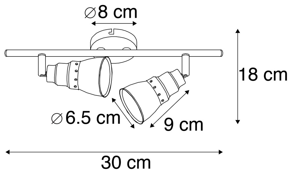 Таванен и стенен прожектор ръждиво кафяв въртящ се и наклонен - Coney 2