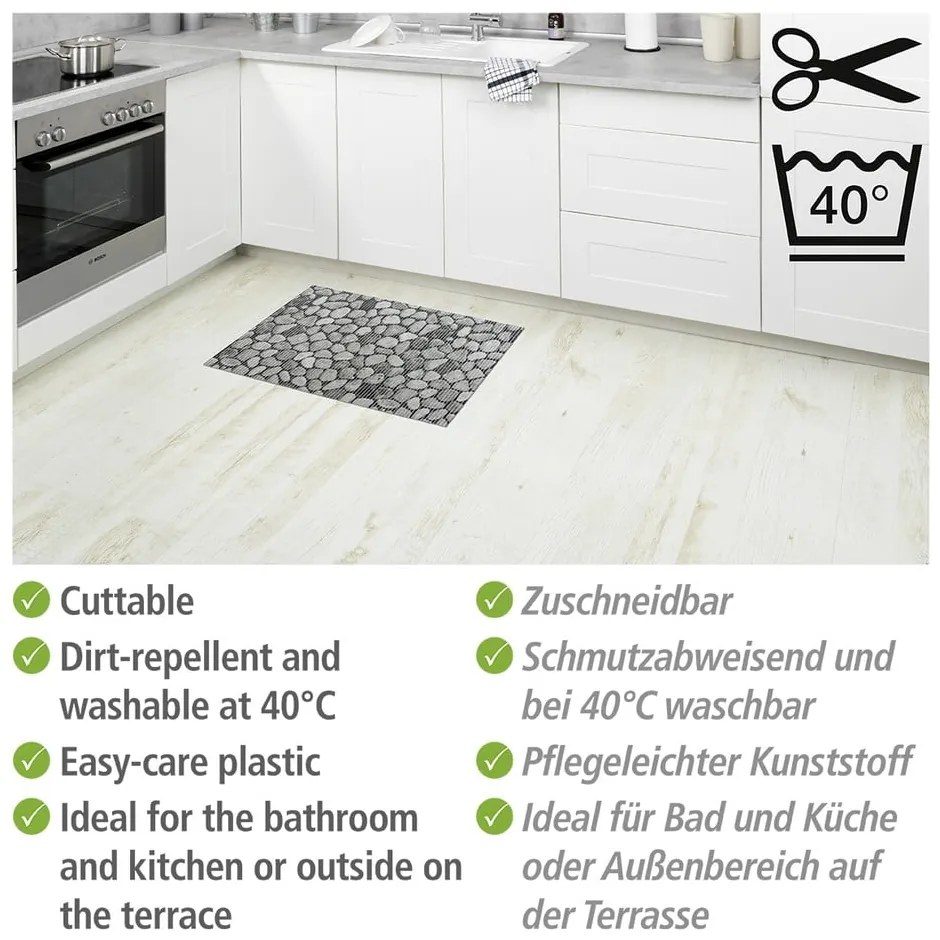 Сива пластмасова постелка за баня 50x80 cm Sassi - Wenko