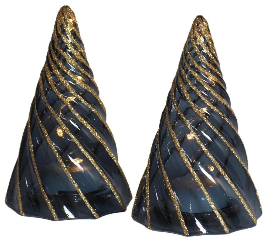 Черни светлинни декорации в комплект 2 бр. на батерии ø 6 cm Vilma Tree – Sirius