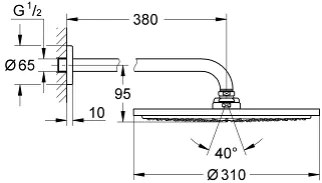 Душ глава с рамо Grohe Rain Душ Essence New-Anthracite Glossy