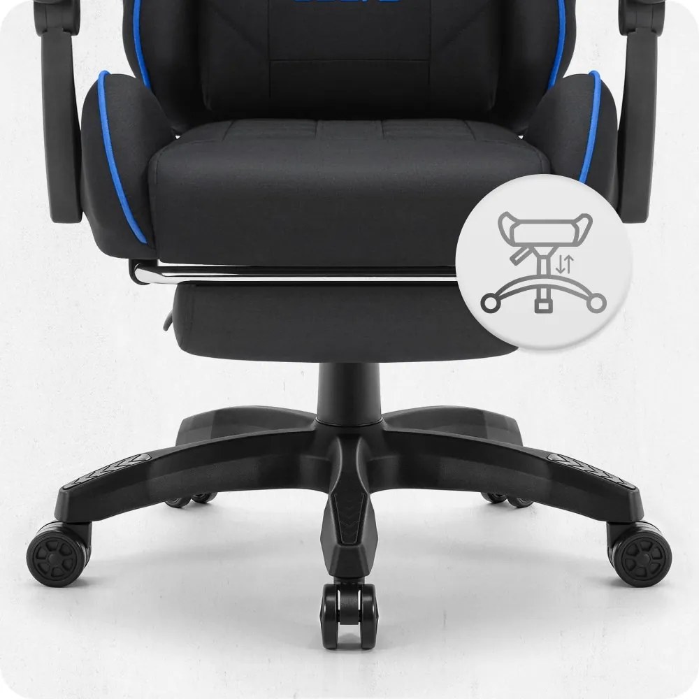 CABRO C501 Гейминг стол с подножка, до 150 кг, черен и син