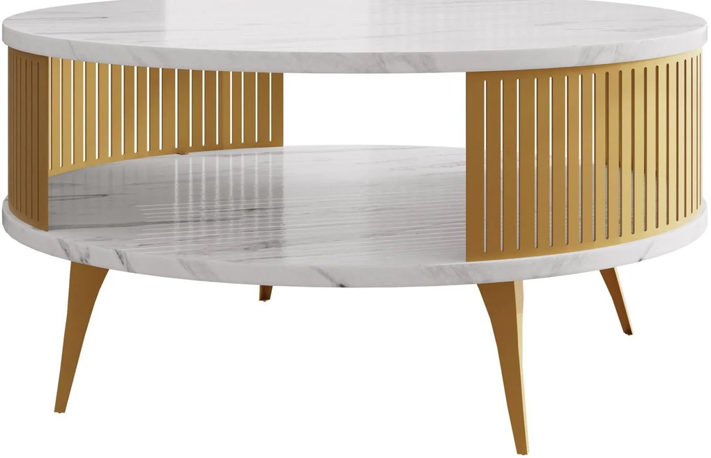 Холна маса Roenni-Бял мрамор - Злато