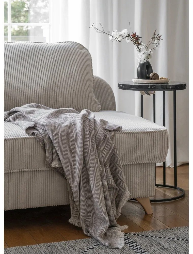 Бежов шезлонг от рипсено кадифе (ляв ъгъл) Chic Charlotte – Miuform