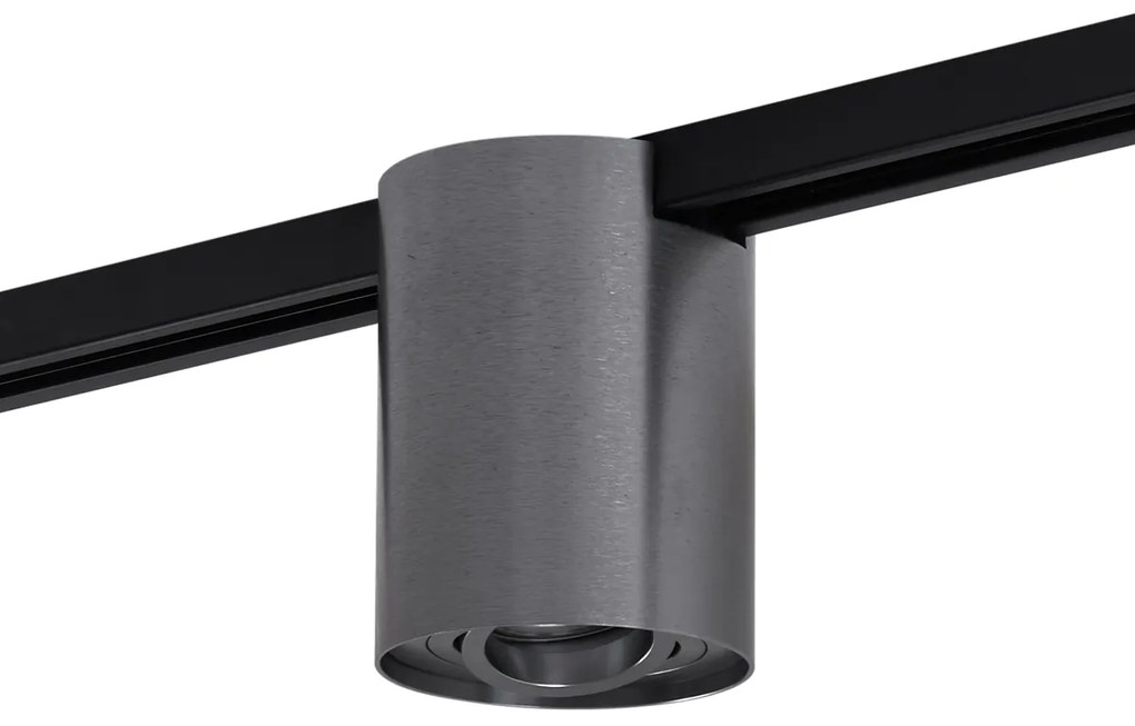 Модерен 1-фазов релсов прожектор тъмно сив метал - Iconic Rondoo Up