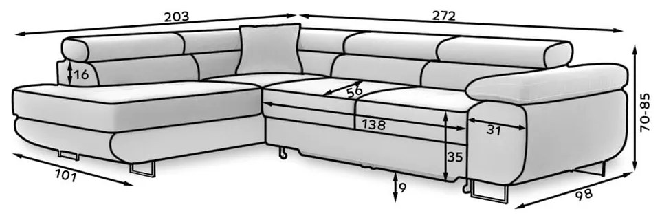 Бежов сгъваем/с място за съхранение ъглов диван (ляв ъгъл/L форма) Anton – ELTAP