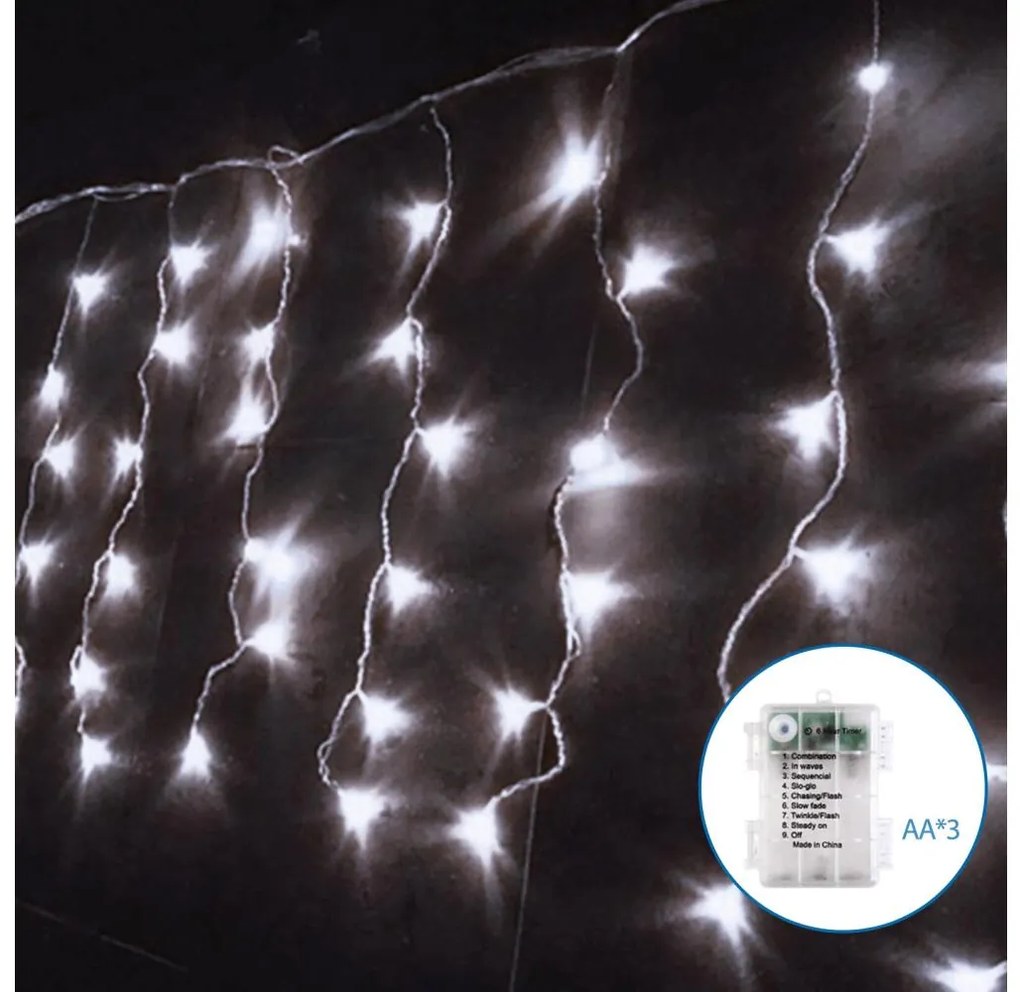 Aigostar - LED Екстериорни Коледни лампички 200xLED/8 функции 13x0,4 м IP44 студено бял