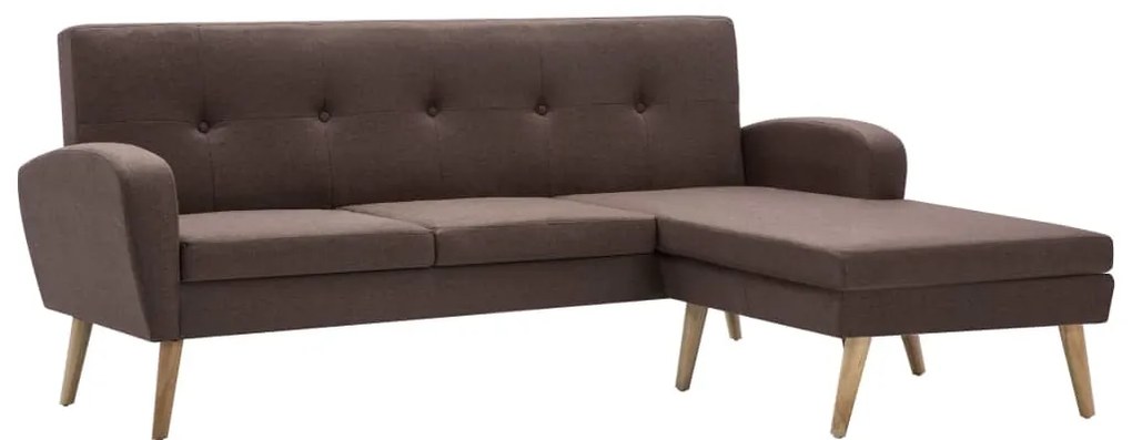246997 vidaXL Ъглов диван, тапицерия от текстил, 186x136x79 см, кафяв