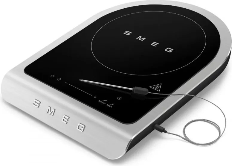 Преносим индукционен котлон Smeg PIC01BLMEU, 2100 W, Керамично стъкло, Таймер, LED дисплей, Черен мат