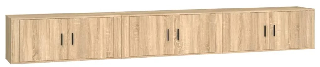 3188377 vidaXL ТВ шкафове за стенен монтаж, 3 бр, сонома дъб, 100x34,5x40 см