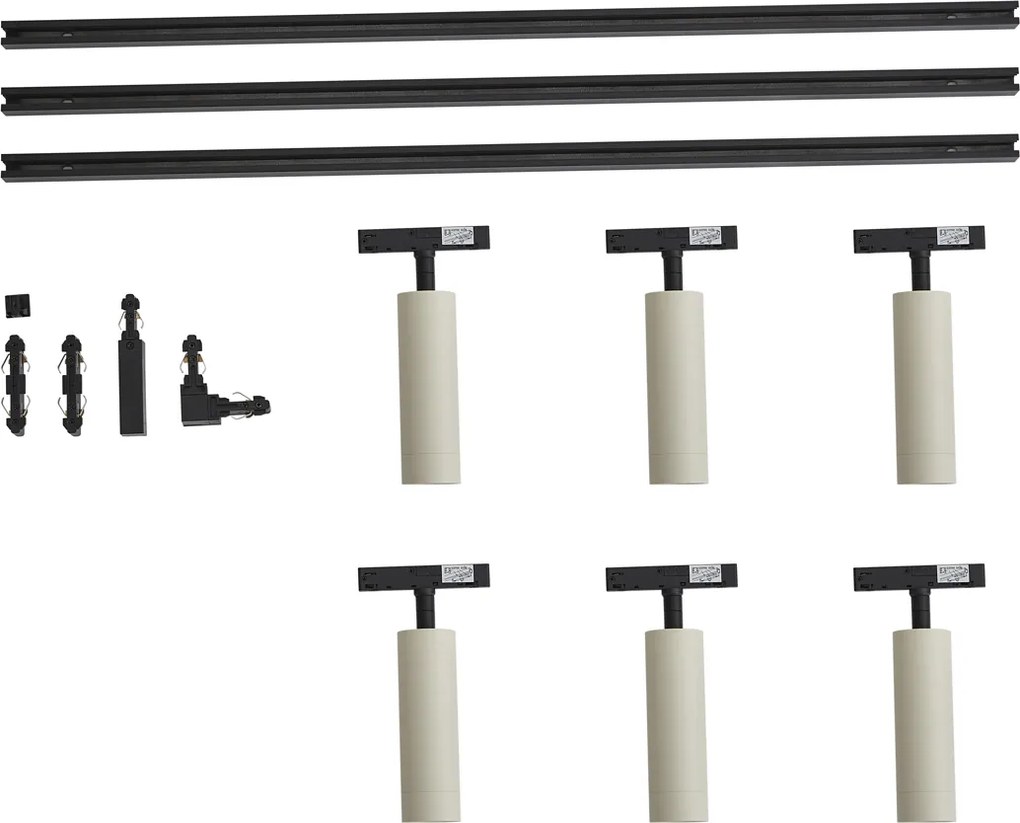 Modern railsysteem met 6 spots beige 1-fase - Slimline Uzzy