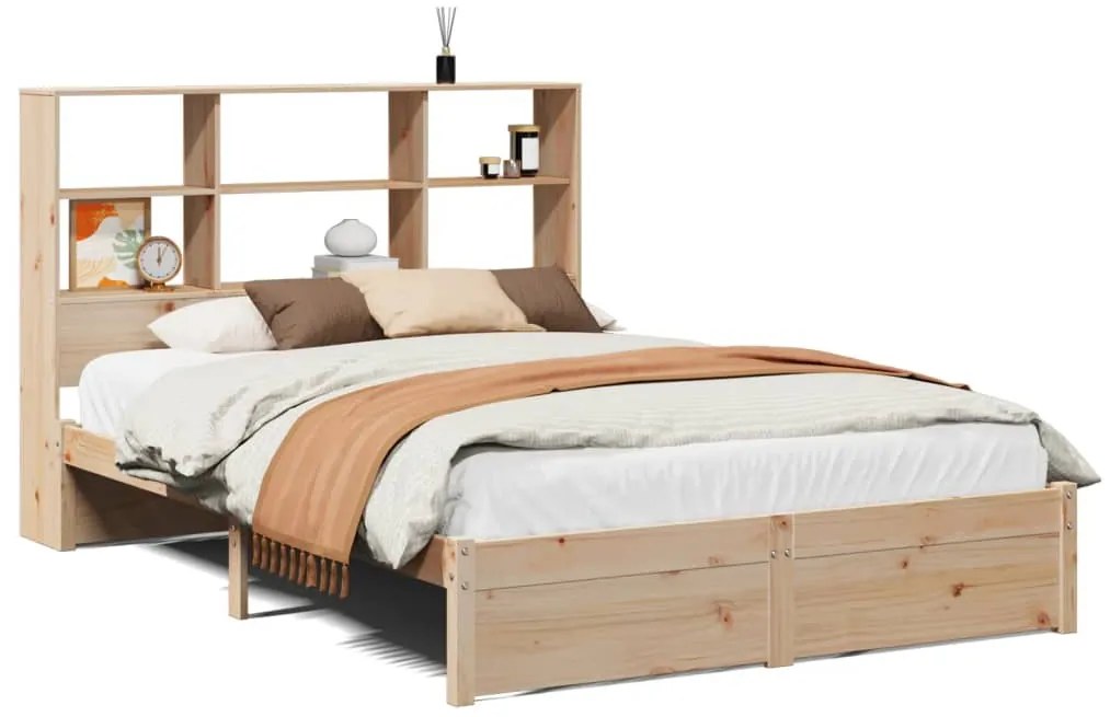 3322395 vidaXL Легло с етажерка за книги, без матрак, 150x200 см, бор масив