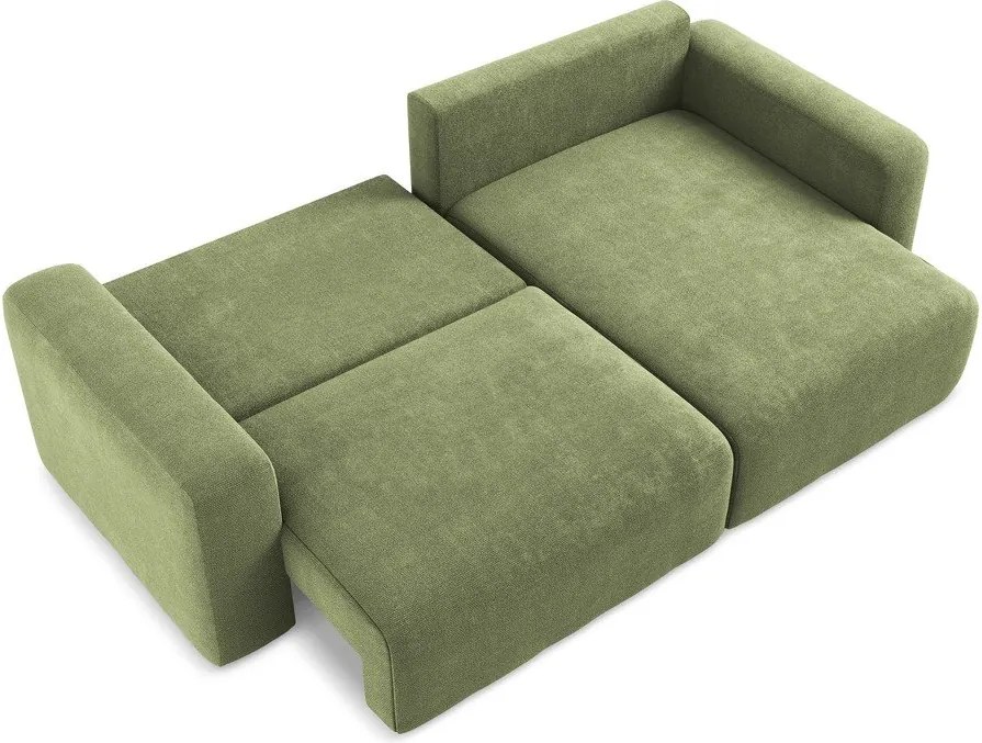 Зелен шенилов сгъваем/с място за съхранение ъглов диван (десен ъгъл) Kona – Makamii