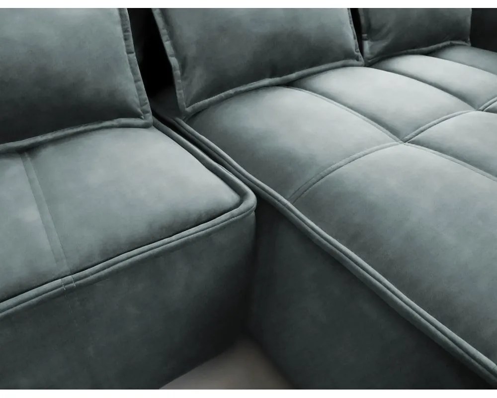 Зелен кадифен разтегателен ъглов диван с място за съхранение (десен ъгъл) Campo – ELTAP