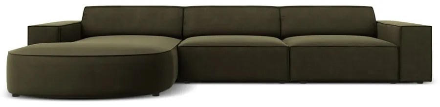 Ъглов диван от зелено кадифе (ляв ъгъл) Jodie - Micadoni Home