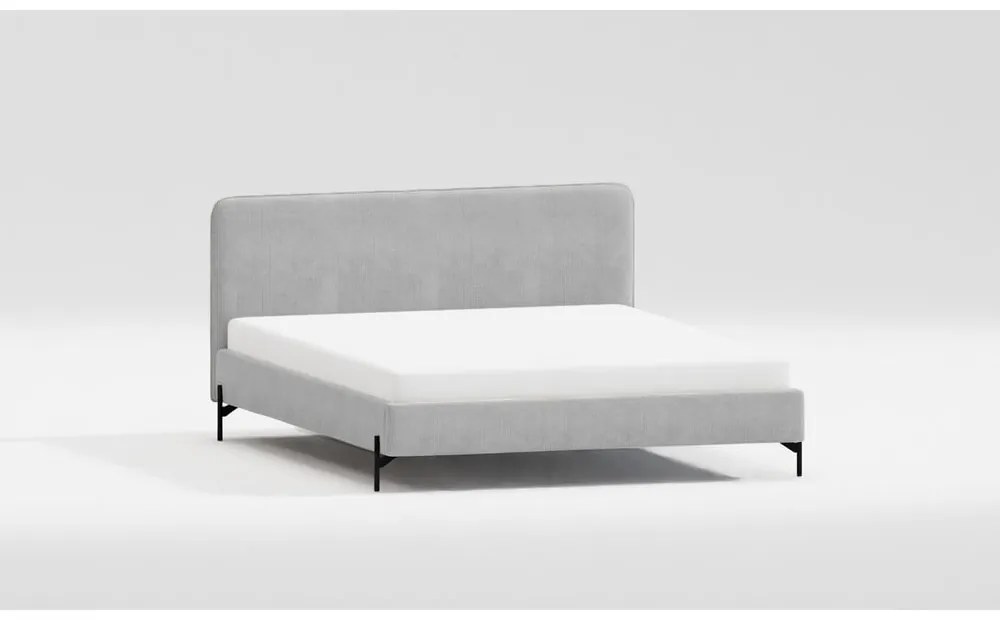 Светлосиво двойно тапицирано легло с включена подматрачна рамка 180x200 cm Barker – Ropez