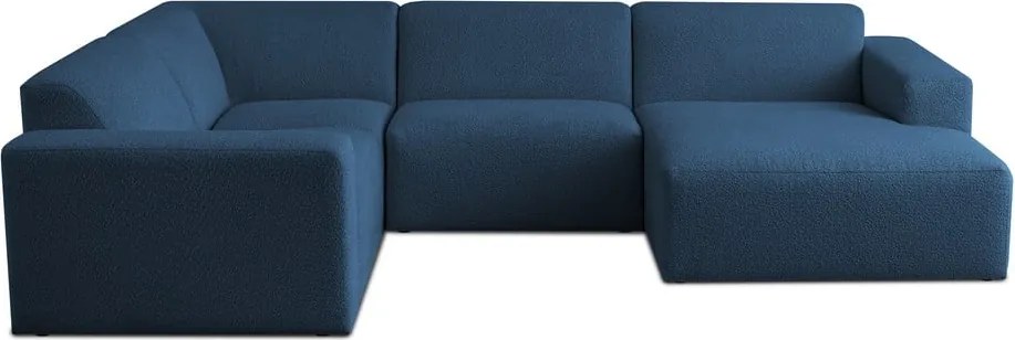 Тъмносин ъглов диван от букле ("U" форма) Roxy – Scandic