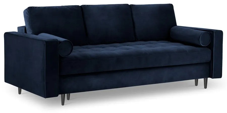 Син кадифен разтегателен диван Santo - Milo Casa