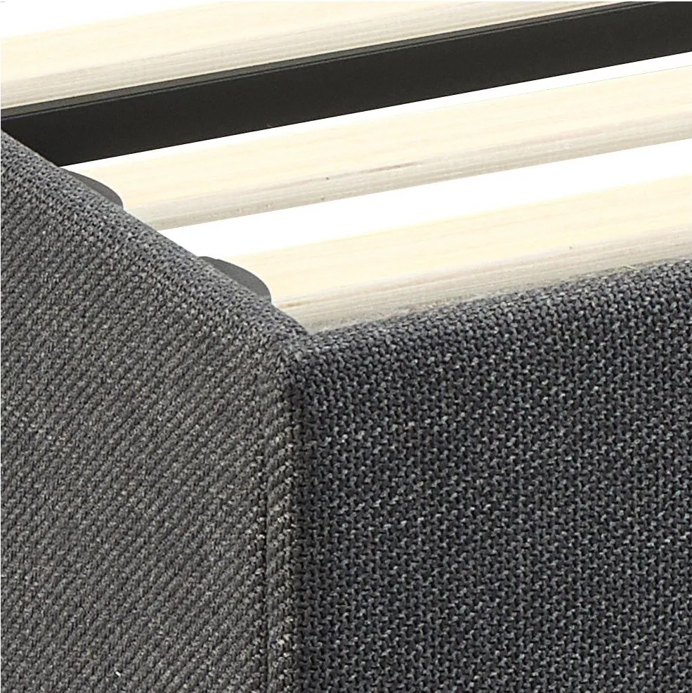 Тъмносиво двойно тапицирано легло с място за съхранение и включена подматрачна рамка 160x200 cm Calvi – Actona