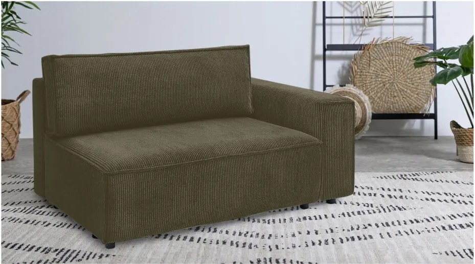 Светлозелен модул за диван от велур, десен ъгъл Nihad modular - Bobochic Paris