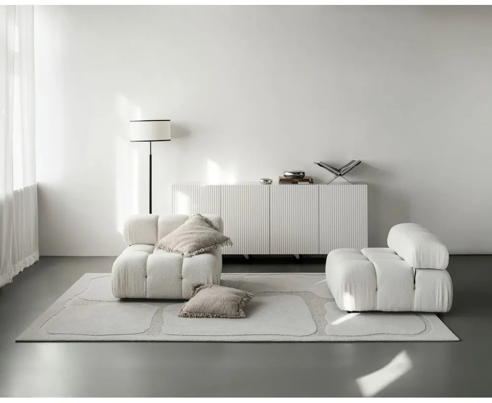 Светлосив вълнен килим 200x300 cm Morphic Organica – Agnella