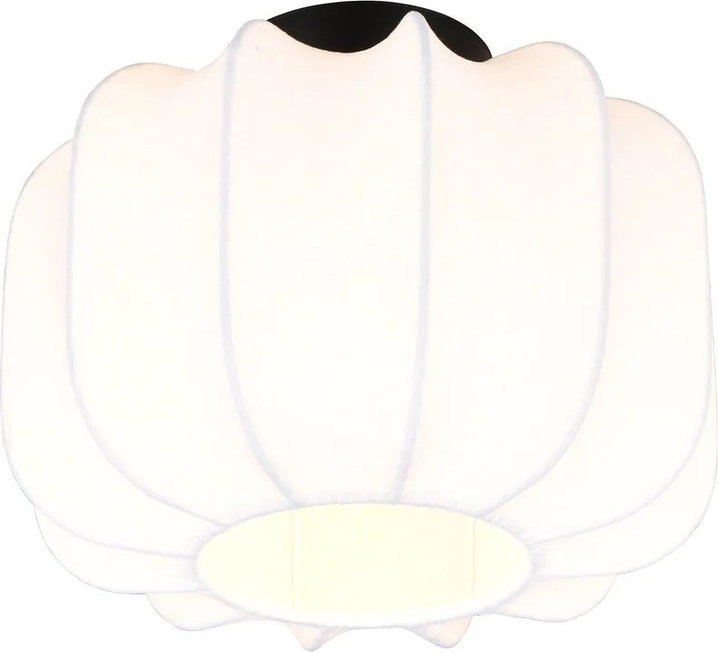 Бяло метално осветително тяло за таван с текстилен абажур ø 25 cm Madleine – Reality