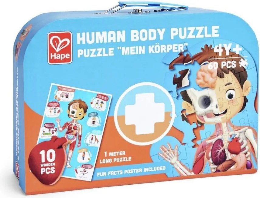 Hape - Дървен пъзел Човешко тяло, 60 части