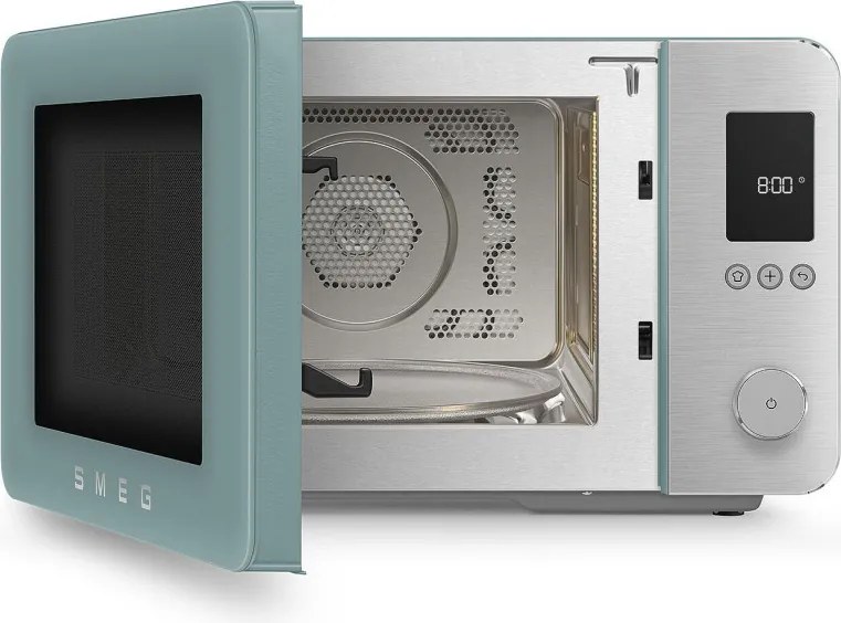 Комбинирана микровълнова фурна с горещ въздух SMEG Collezione MOC02EGMEU, 900W, 27 л, 25 програми, Плавно затваряне, Индивидуални настройки, Зелен