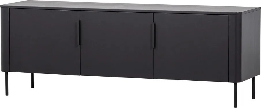 Матово черна маса за телевизор от масивен бор 154x56x44 cm Gunnar – WOOOD