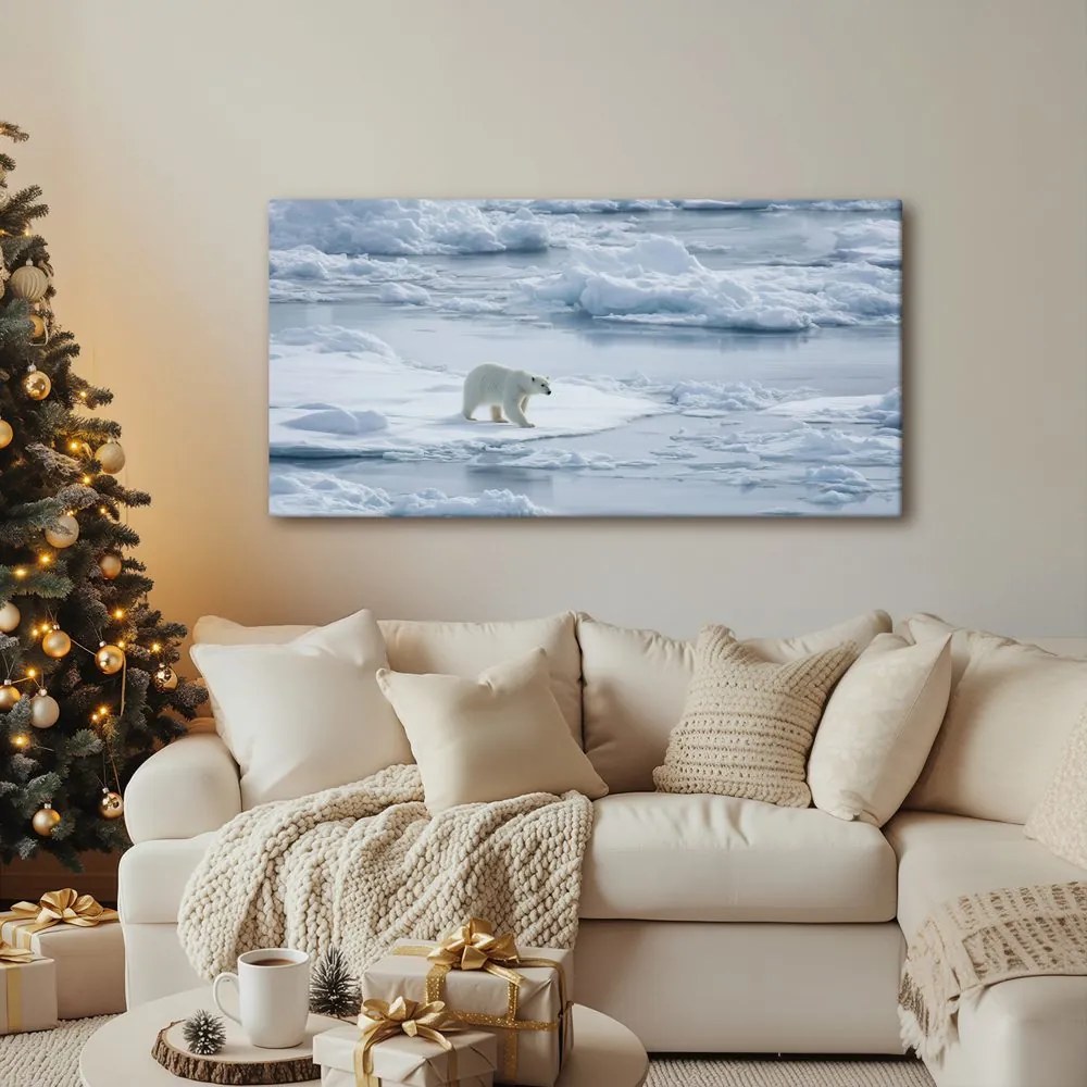 Картина на платно – Полярна мечка на ледена плоча