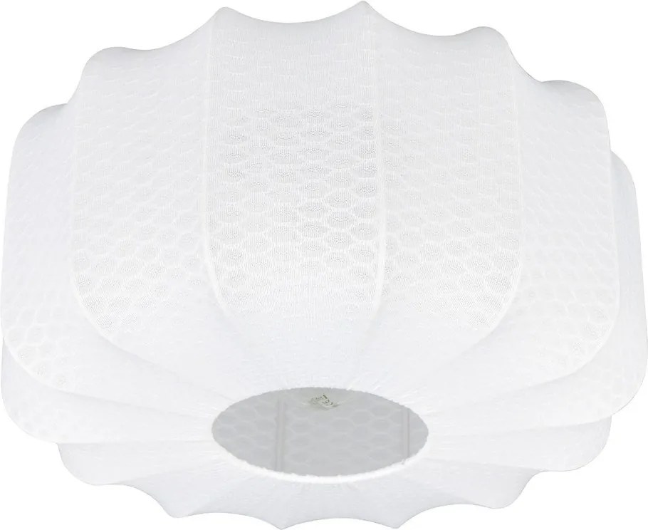 Бяло метално осветително тяло за таван с текстилен абажур ø 40 cm Madleine – Reality