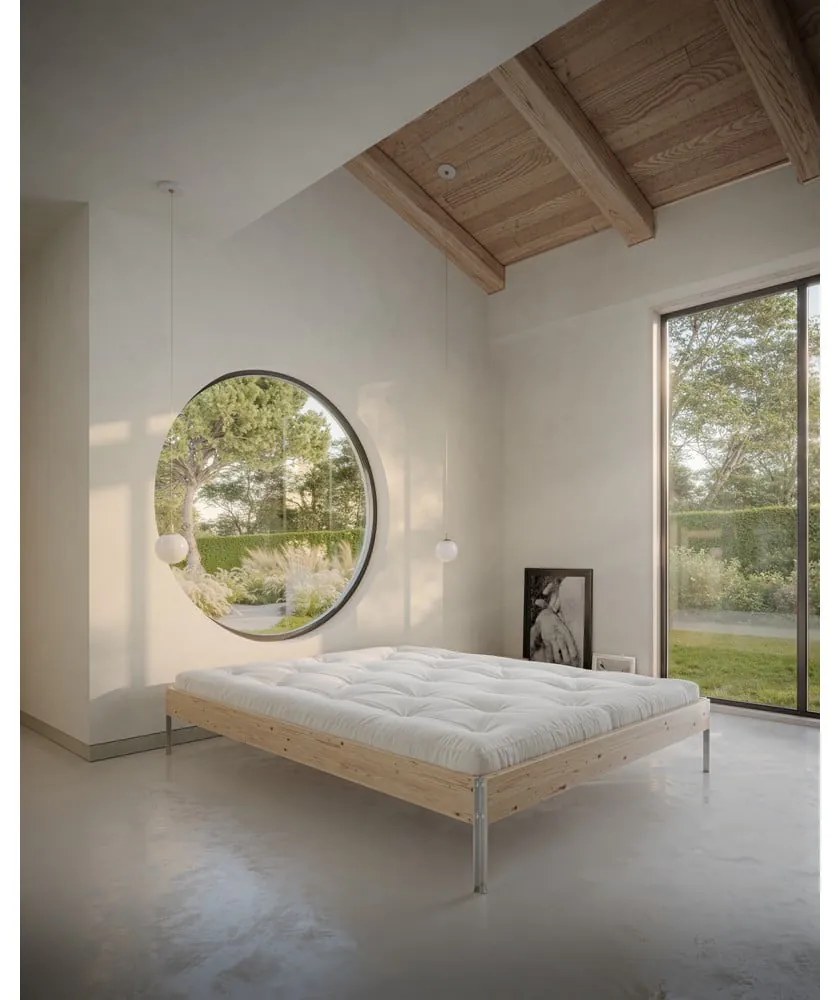 Двойно легло от масивен бор с включена подматрачна рамка в естествен цвят 180x200 cm Core – Karup Design