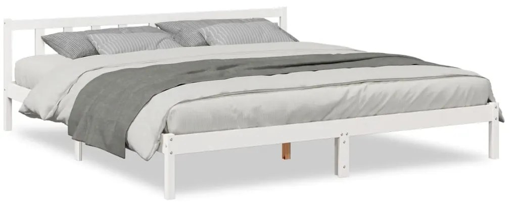 852441 vidaXL Рамка за легло без матрак, бял, 200x210 см, борово дърво масив